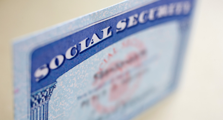 Social security card with blurred contact information